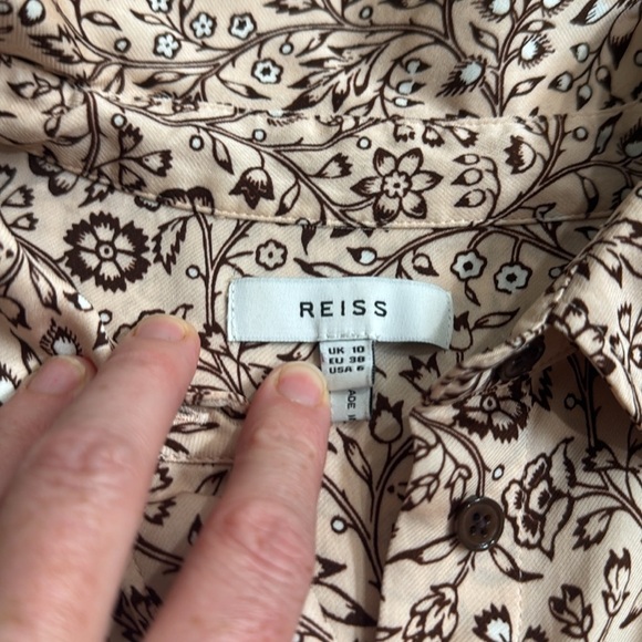 REISS Light Pink Ema Paisley Printed Shirt Button Front Blouse Size 6 or Small - Picture 6 of 15